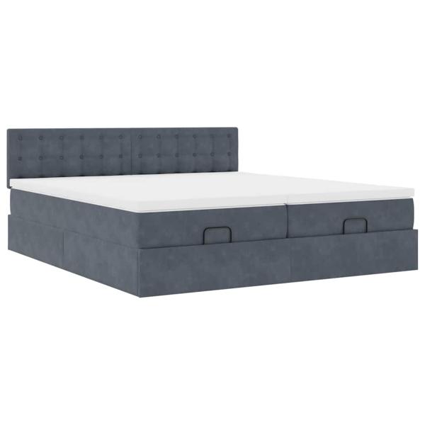 Ottoman-Bett mit Matratzen Dunkelgrau 160x200 cm Samt