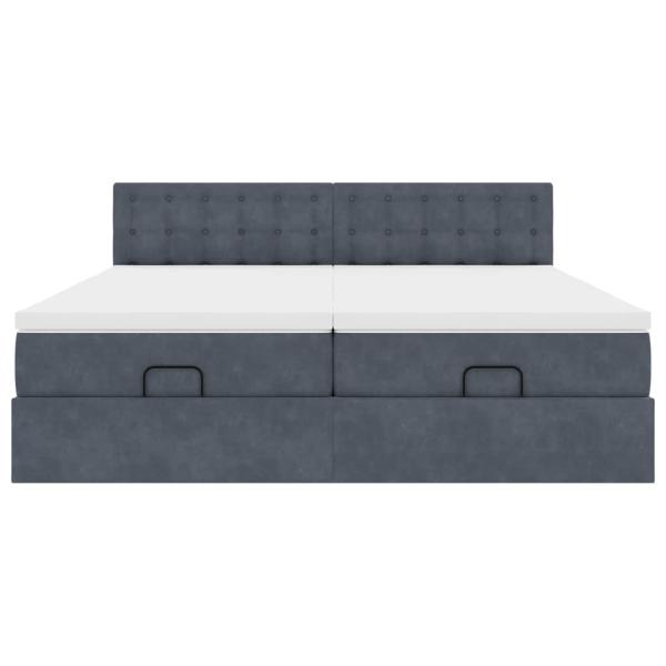 Ottoman-Bett mit Matratzen Dunkelgrau 160x200 cm Samt