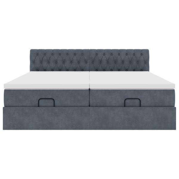 Ottoman-Bett mit Matratzen Dunkelgrau 180x200 cm Samt