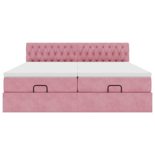 Ottoman-Bett mit Matratzen Rosa 160x200 cm Samt