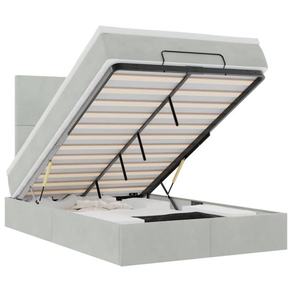 Ottoman-Bett mit Matratzen Hellgrau 120x200 cm Samt