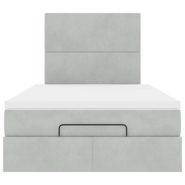 Ottoman-Bett mit Matratzen Hellgrau 120x190 cm Samt