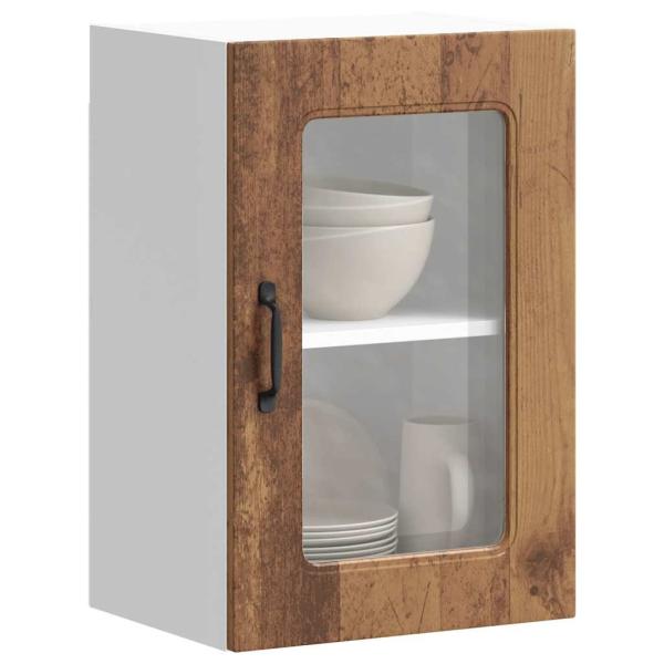 ARDEBO.de - Küchen-Hängeschrank mit Glastür Altholz-Optik Holzwerkstoff