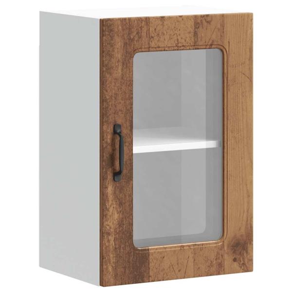 Küchen-Hängeschrank mit Glastür Altholz-Optik Holzwerkstoff