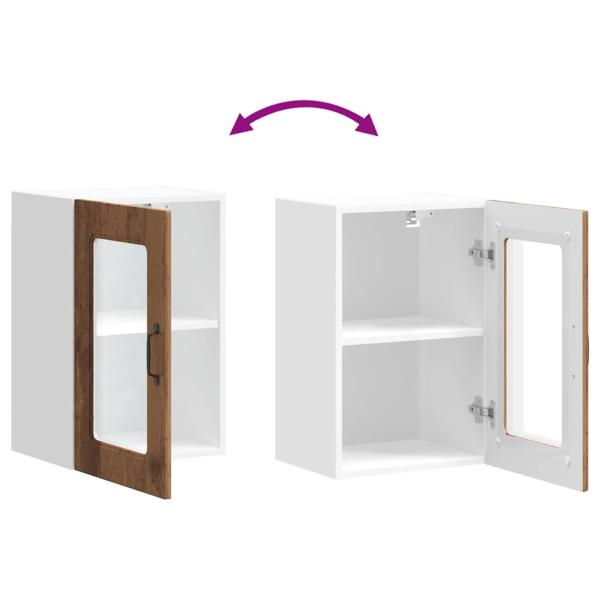 Küchen-Hängeschrank mit Glastür Altholz-Optik Holzwerkstoff