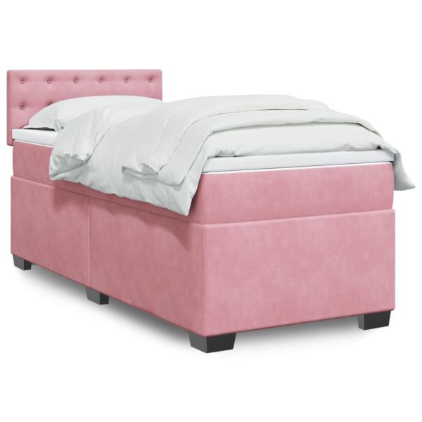 ARDEBO.de - Boxspringbett mit Matratze Rosa 90x200 cm Samt