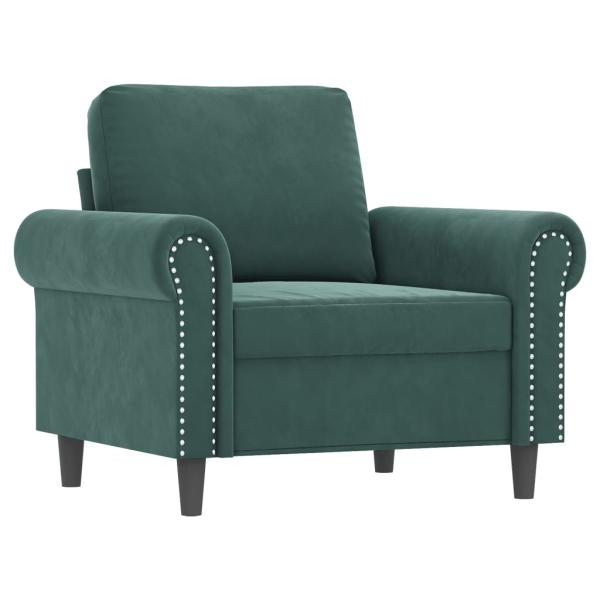 Sessel mit Hocker Dunkelgrün 60 cm Samt