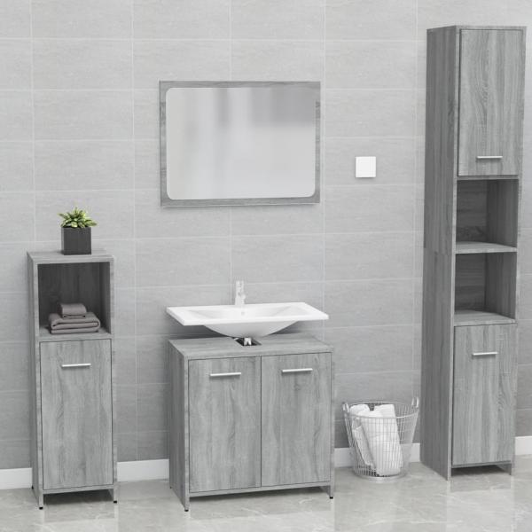 ARDEBO.de - Badmöbel-Set Grau Sonoma Holzwerkstoff