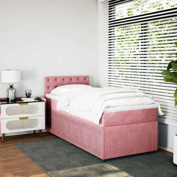 Boxspringbett mit Matratze Rosa 90x190 cm Samt