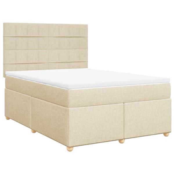 ARDEBO.de - Boxspringbett mit Matratze Creme 160x200 cm Stoff