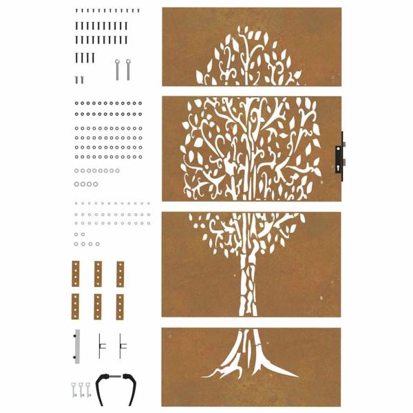 Gartentor 85x175 cm Cortenstahl Baum-Design