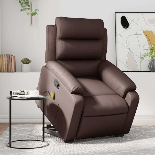 ARDEBO.de - Massagesessel mit Aufstehhilfe Braun Kunstleder