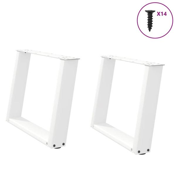 ARDEBO.de - Couchtischbeine U-Form 2 Stk. Weiß 60x(42-43) cm Stahl
