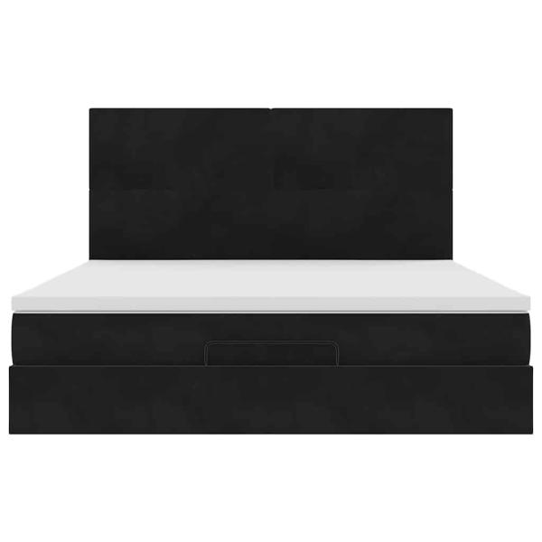 Ottoman-Bett mit Matratzen Schwarz 180x200 cm Samt