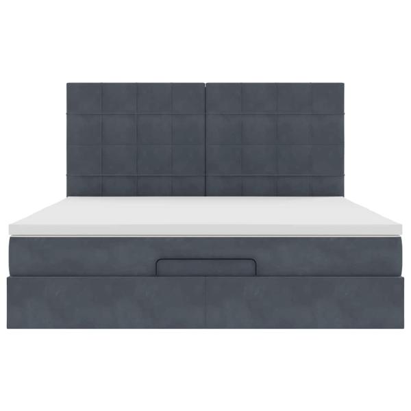 Ottoman-Bett mit Matratzen Dunkelgrau 180x200 cm Samt