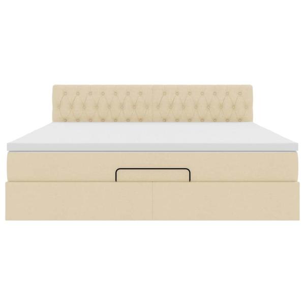 Ottoman-Bett mit Matratze Creme 160x200 cm Stoff