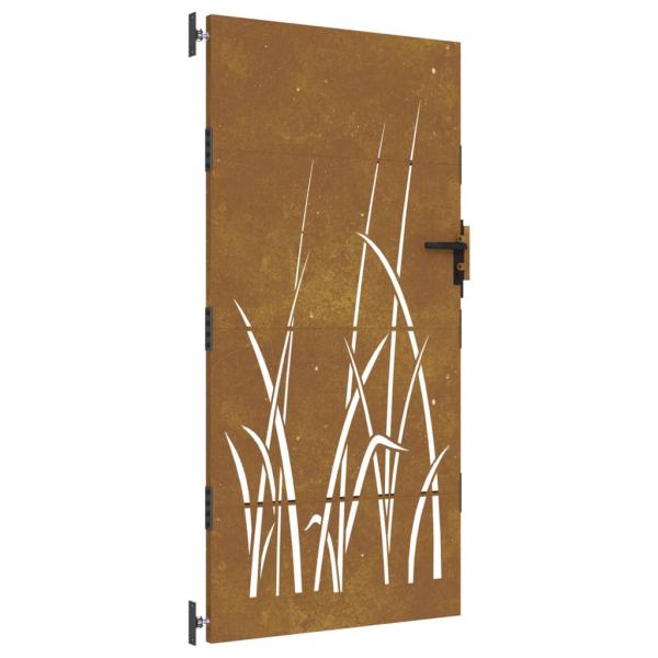 Gartentor 85x175 cm Cortenstahl Gras-Design