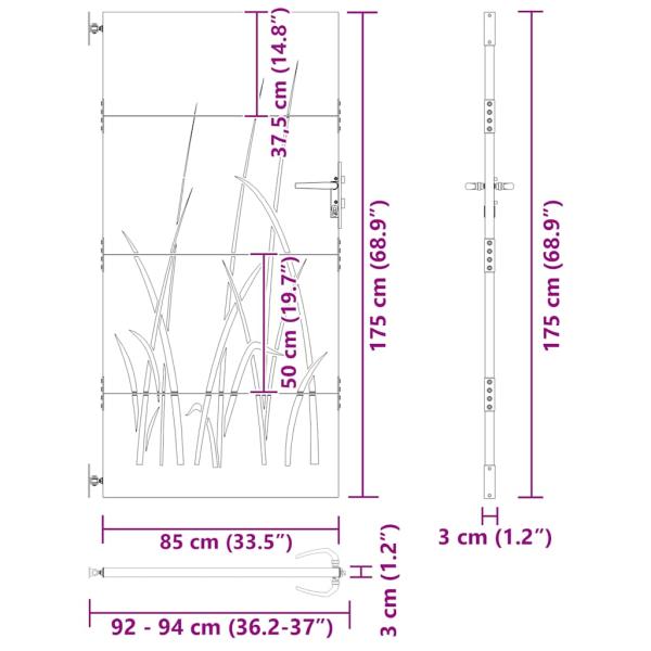 Gartentor 85x175 cm Cortenstahl Gras-Design