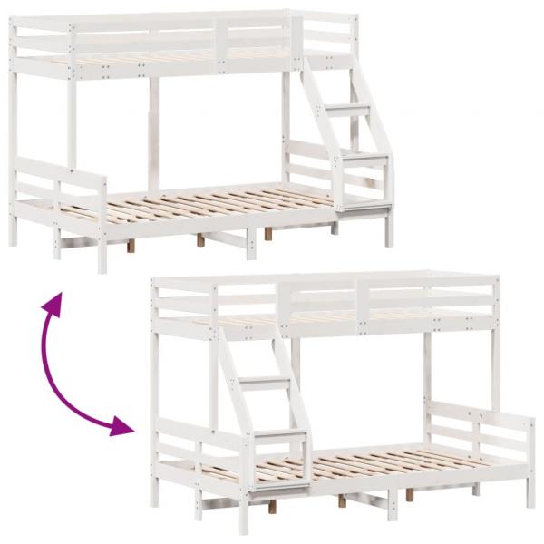 Etagenbett 90x200/120x200 cm Weiß Massivholz Kiefer