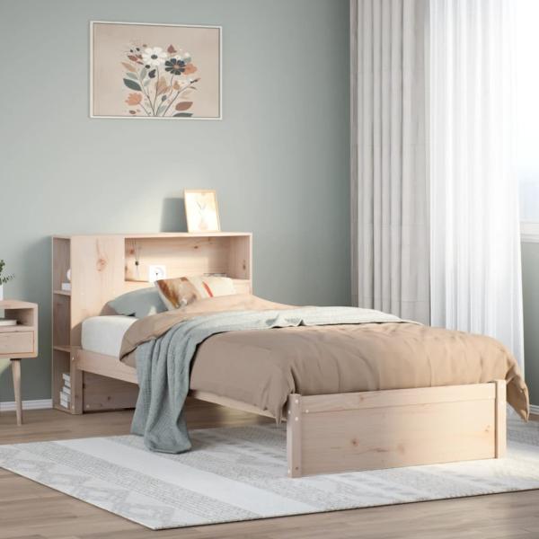 ARDEBO.de - Massivholzbett mit Regal ohne Matratze 100x200 cm Kiefernholz