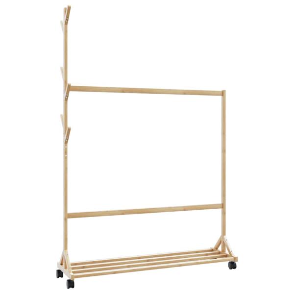 ARDEBO.de - Kleiderständer mit Haken und Rollen 100x35x157 cm Bambus