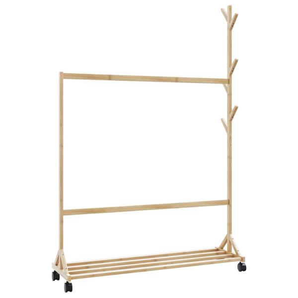 Kleiderständer mit Haken und Rollen 100x35x157 cm Bambus