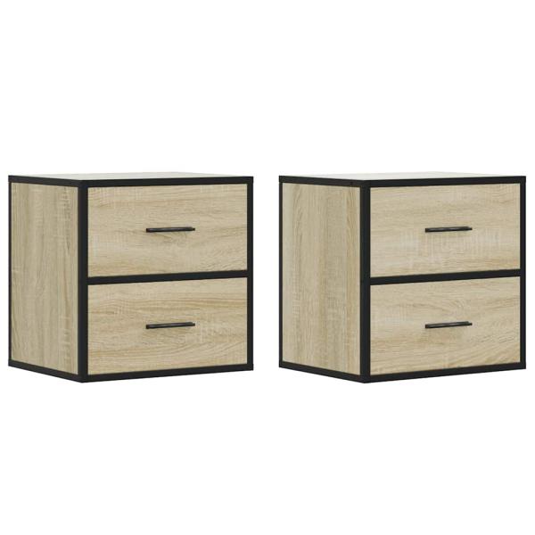 Wand-Nachttische 2 Stk. Sonoma-Eiche 40x31x39,5 cm