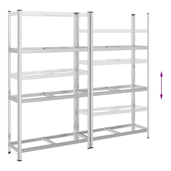 Reifenregale mit 3 Böden 2 Stk. Silbern 110x40x200 cm Stahl
