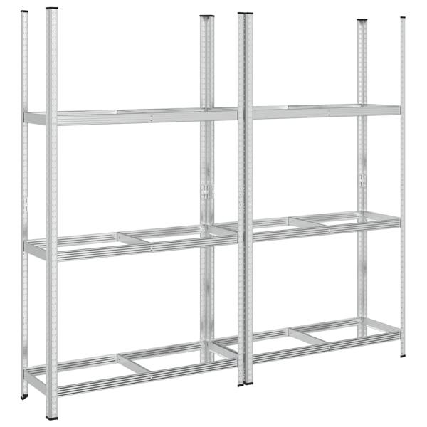 Reifenregale mit 3 Böden 2 Stk. Silbern 110x40x200 cm Stahl