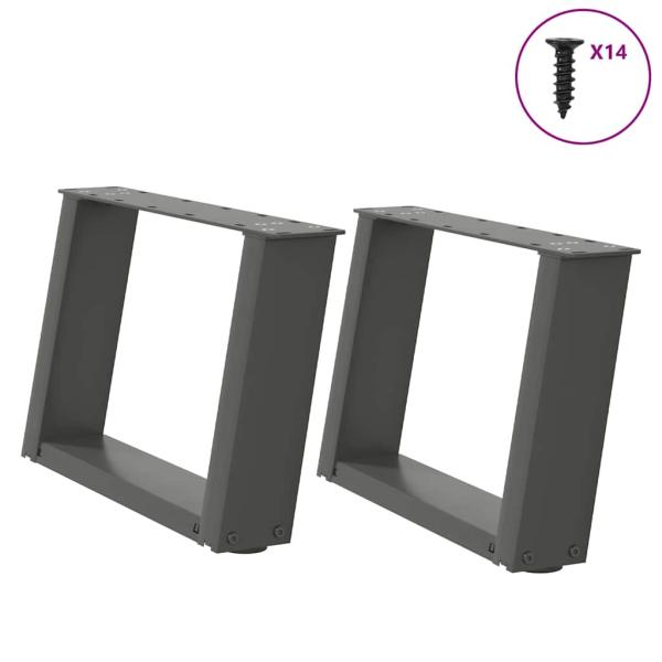 ARDEBO.de - Couchtischbeine U-Form 2 Stk. Anthrazit 40x(30-31) cm Stahl