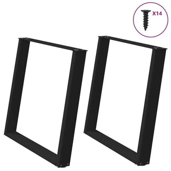ARDEBO.de - Esstischbeine U-Form 2 Stk. Schwarz 100x(72-73) cm Stahl