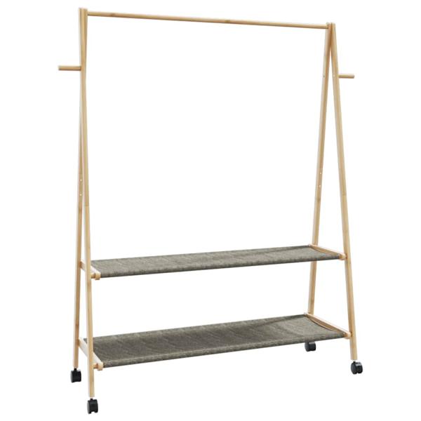 ARDEBO.de - Kleiderständer mit Ablagen und Rollen 132x45,5x155,5 cm Bambus