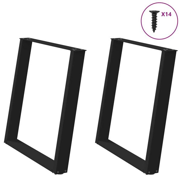 ARDEBO.de - Esstischbeine U-Form 2 Stk. Schwarz 70x(72-73) cm Stahl