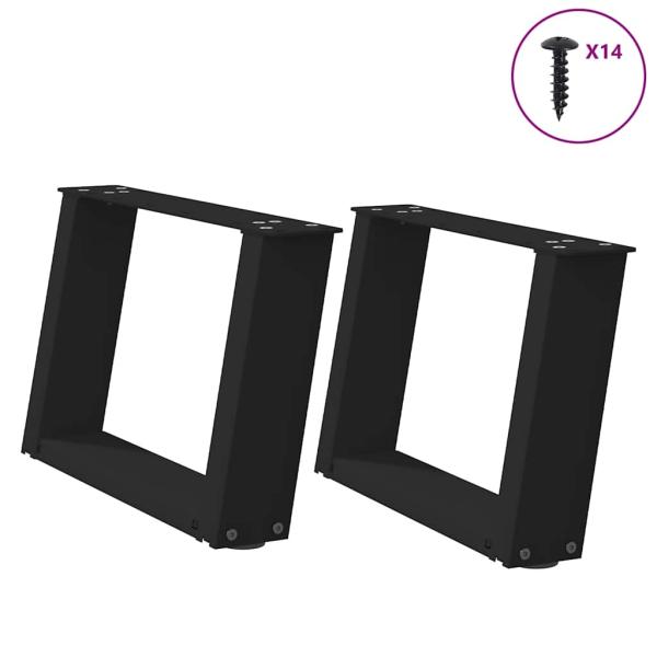 ARDEBO.de - Couchtischbeine U-Form 2 Stk. Schwarz 50x(30-31) cm Stahl