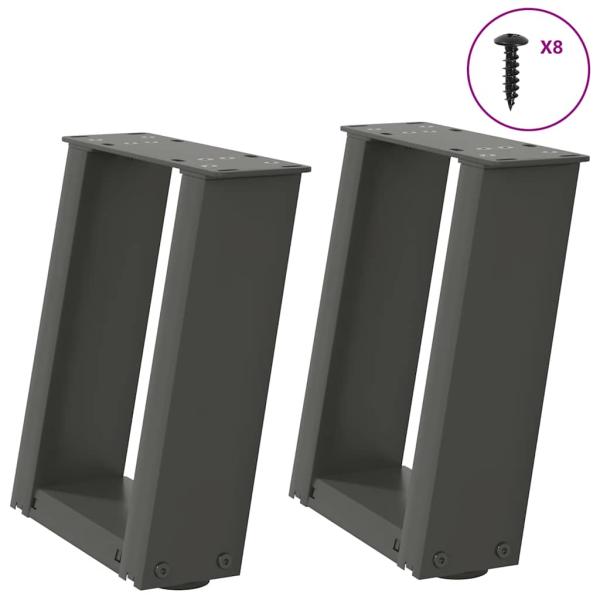 ARDEBO.de - Couchtischbeine U-Form 2 Stk. Anthrazit 30x(30-31) cm Stahl
