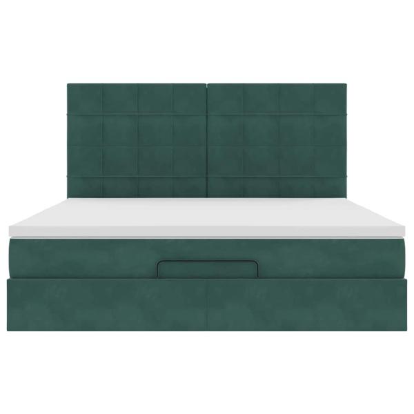 Ottoman-Bett mit Matratzen Dunkelgrün 180x200 cm Samt
