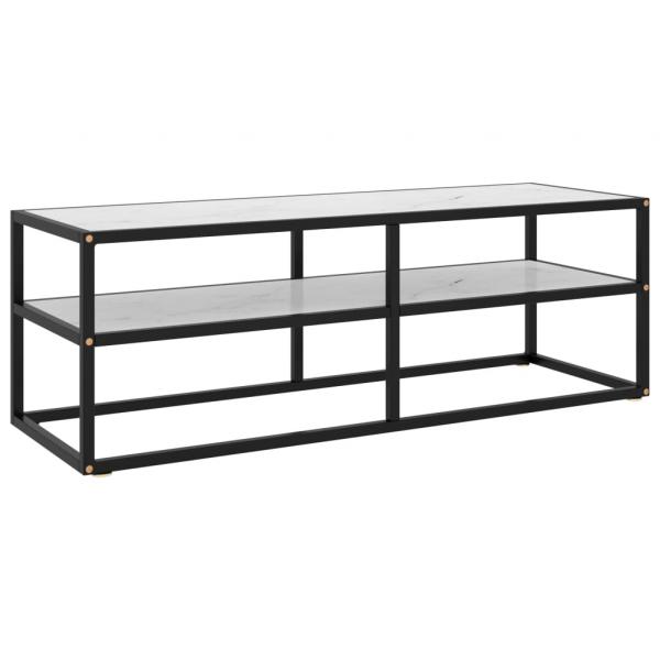 ARDEBO.de - TV-Schrank Schwarz mit Hartglas Marmor-Optik 120x40x40 cm