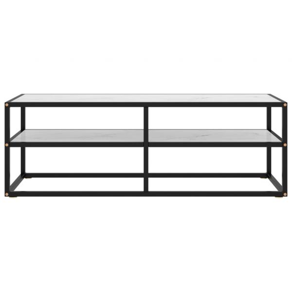 TV-Schrank Schwarz mit Hartglas Marmor-Optik 120x40x40 cm