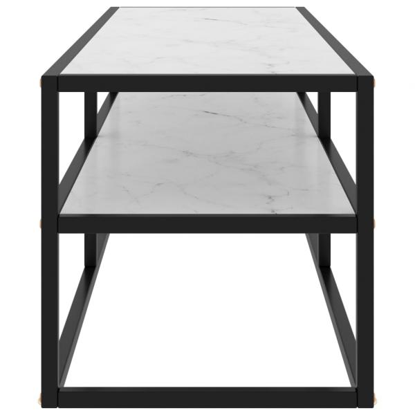 TV-Schrank Schwarz mit Hartglas Marmor-Optik 120x40x40 cm