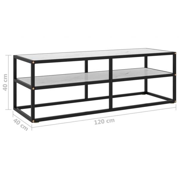 TV-Schrank Schwarz mit Hartglas Marmor-Optik 120x40x40 cm