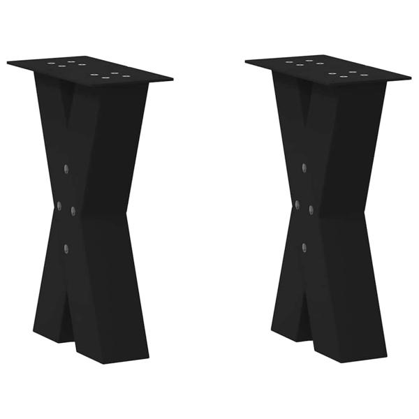 ARDEBO.de - Couchtischbeine X-Form 2 Stk. Schwarz 38x(42-43) cm Stahl