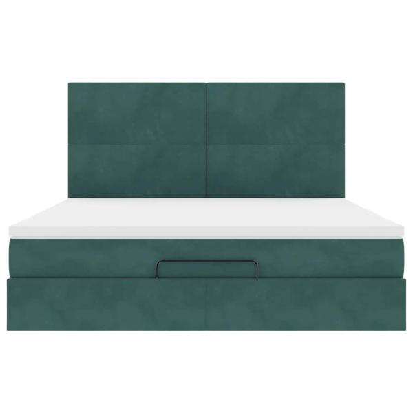 Ottoman-Bett mit Matratzen Dunkelgrün 180x200 cm Samt