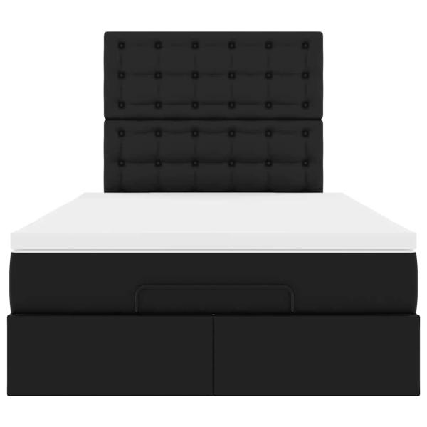 Ottoman-Bett mit Matratze Schwarz 120x200 cm Kunstleder