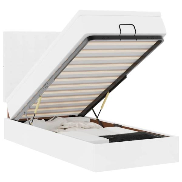Ottoman-Bett mit Matratze Weiß 90x200 cm Kunstleder