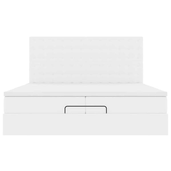 Ottoman-Bett mit Matratzen Weiß 200x200 cm Kunstleder