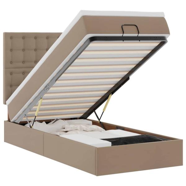 Ottoman-Bett mit Matratze Cappuccino-Braun 90x190 cm Kunstleder