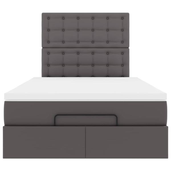 Ottoman-Bett mit Matratze Grau 120x190 cm Kunstleder