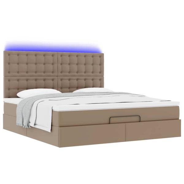 Ottoman-Bett mit Matratze Cappuccino-Braun 180x200cm Kunstleder