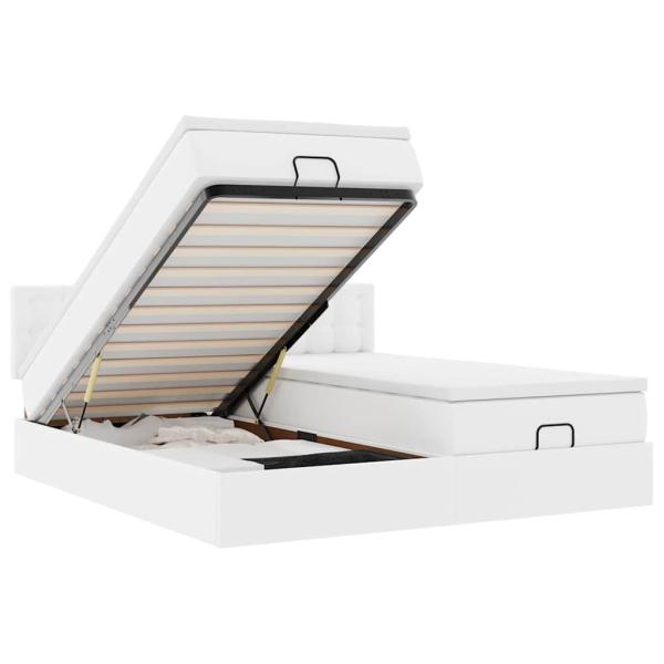 Ottoman-Bett mit Matratzen Weiß 180x200 cm Kunstleder