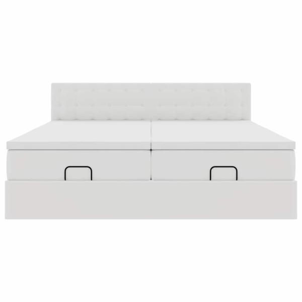 Ottoman-Bett mit Matratzen Weiß 180x200 cm Kunstleder